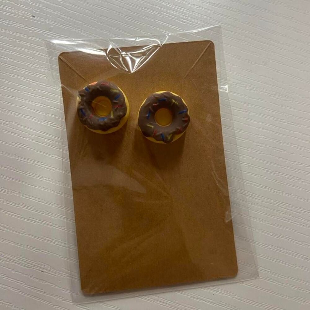 Brown donut earrings